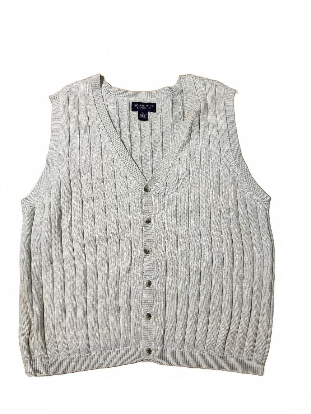 90s Roundtree & Yourke Tan 100% Cotton Sweater Vest Size M